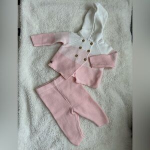 Pink and White Baby Knit Set